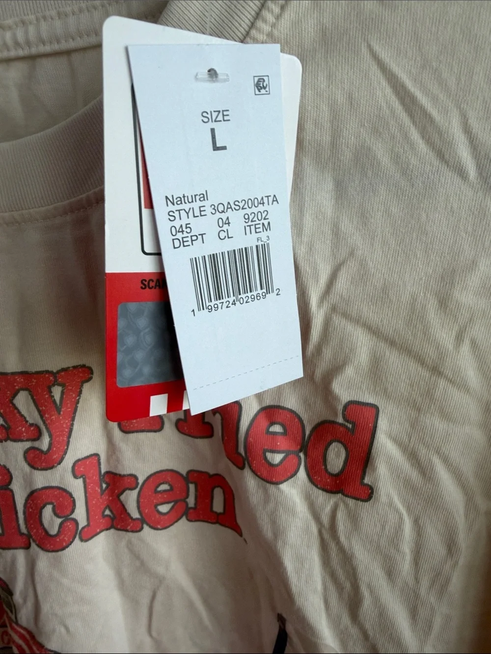 Ripple Junction Beige Kentucky Fried Chicken Graphic Tee with Red and Blue Print